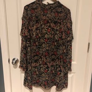 Zara Floral Print Ruffled Mini Dress, Size L
